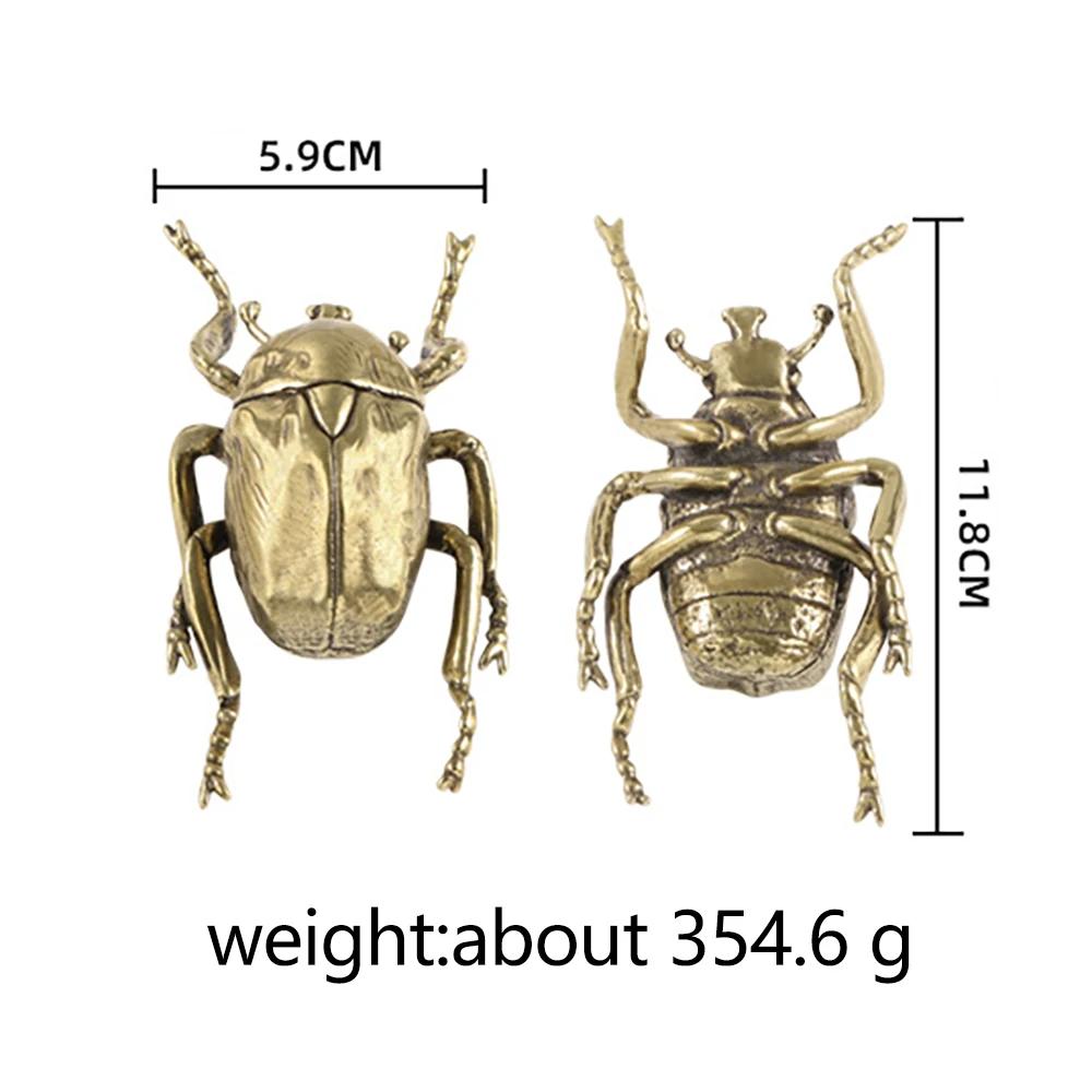 Store gjødselbille Metallfigurer Insekt Skrivebordsdekorasjon Vintage Hjemmedekor Studier Skrivebord Messingpynt Solid Ren Kobber Gave