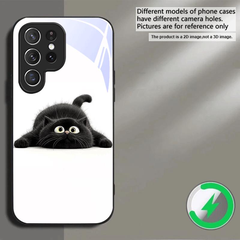 A Kitten In Blue Water Suitable For Samsung Galaxy S25 Ultra S20 FE S21 S22+ S23 Plus S24 S26 Edge Magnetism Glass Phone Casee