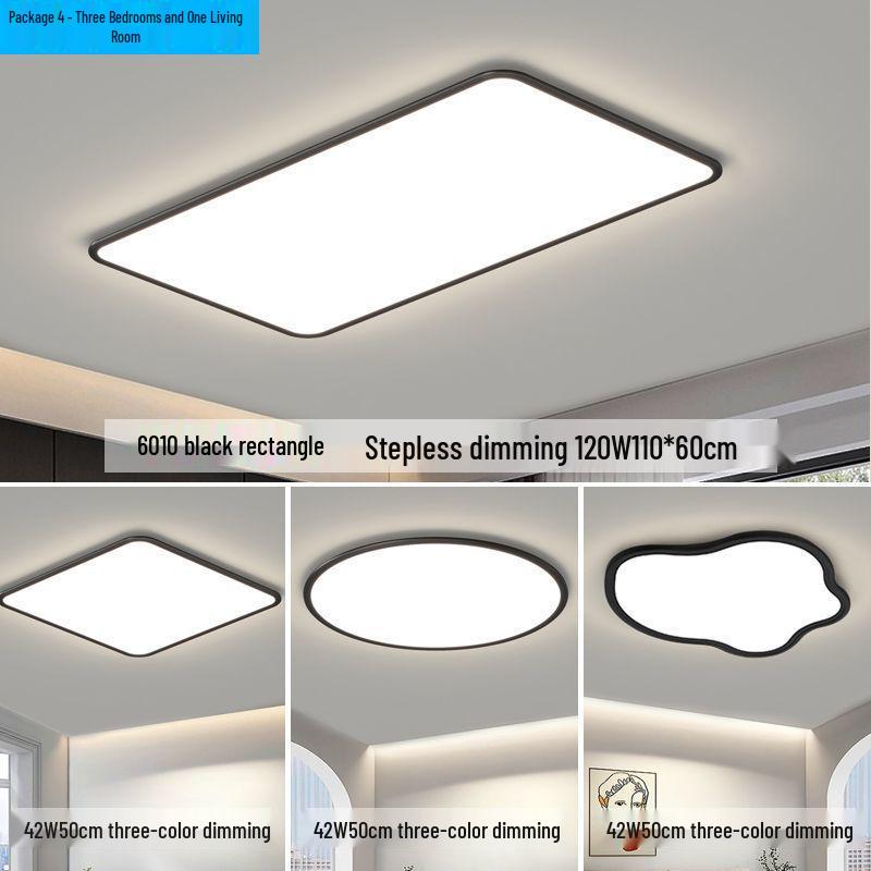Ultra-Thin Minimalist High-Brightness Modern Ceiling Light Set with Anti-Blue Light for Bedroom and Guest Room