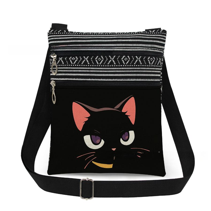 1PC Cat Print Tote Bags Women Shoulder Handbags Postman Package 6960