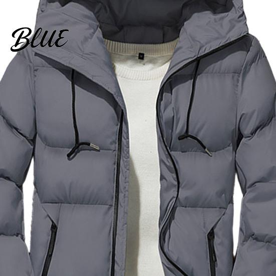 Warm Jacket Winter Sleeve Zipper Match Solid Padded All Men Parkas Color Long Hood Coat