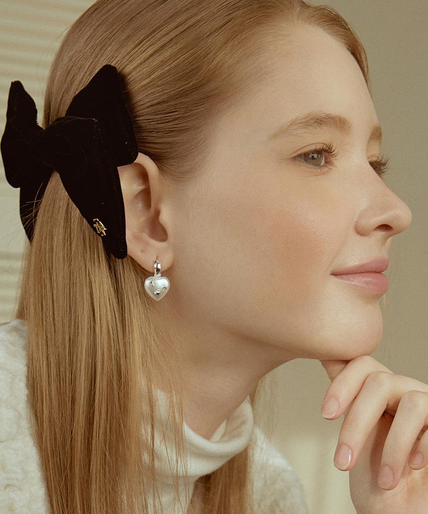 Tatiana Lettering Pearl Heart Hoop Earring Ec1948