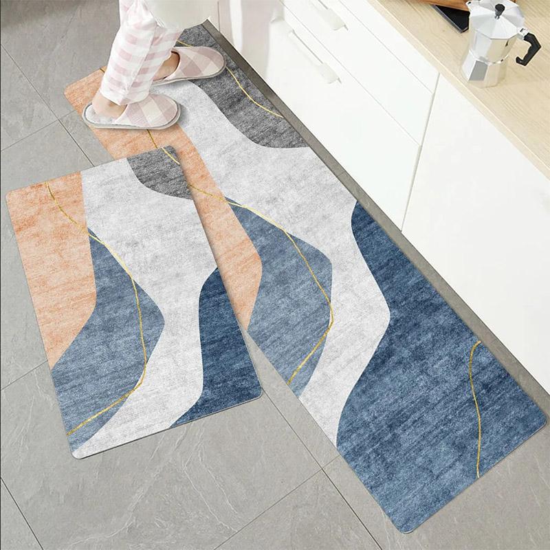 2PCS Kitchen Mats Non-slip Absorbent Door Mats Bedroom Door Mats Bathroom Mats Put Grey Mats Home Door Carpets