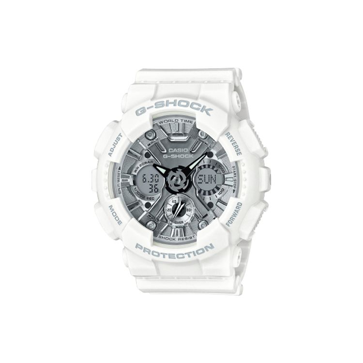 

Casio G-Shock Gma Series Fashion Classic Sports Waterproof Shockproof Anti-Magnetic Quartz Movement Resin Strap Men Watches Silver GMA-S120MF-7A1 White Strap