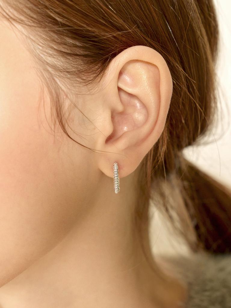 Geigerjewelry Cubic Square One-Touch Earrings Gisvee110 (Silver 925 Pin)