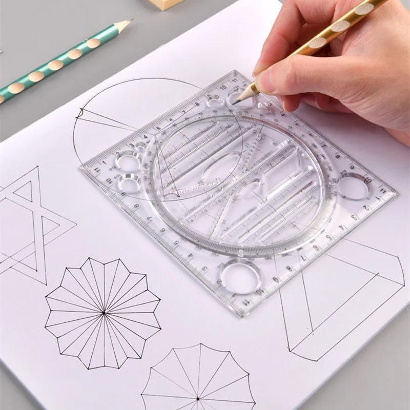 Ruler Set Solid Geometry Ellipse Drawing Icon Measurement Multifunctional Office School Supplies Construction Architect Tool