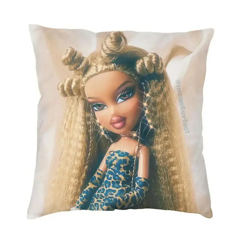 Nordic Style Bratz Rock Angelz Cushion Cover Velvet Cartoon Anime Movie Pillow Case for Car Square Pillowcase Living Room,(4)
