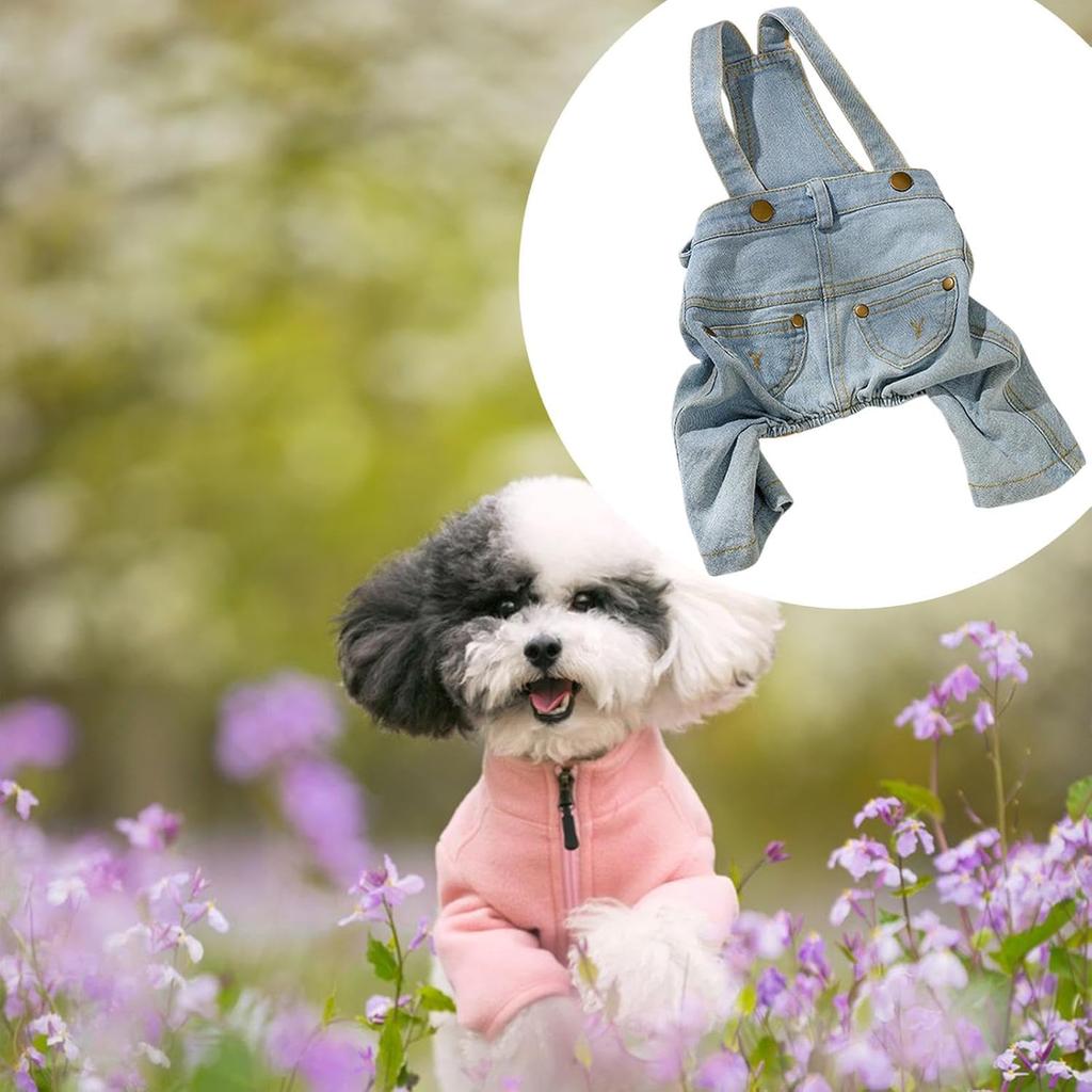 Dog Denim Overalls, Puppy Cowboy Costumes, Cats Clothes, Jumpsuit,Costume Puppy Jeans Clothes, Pet Jeans Pants for Halloween Pets Parties, XS
