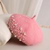 Dames S Wol Baret Met Parel Strass Herfst Winter Vintage Schildersmuts