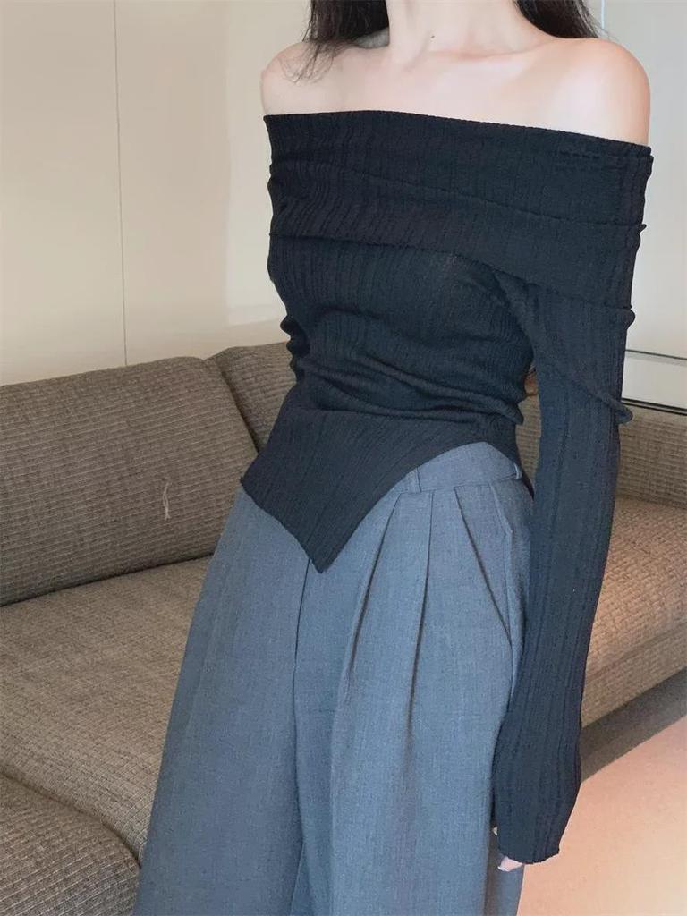 Women's Sexy One-Shoulder Long-Sleeve Slim Fit Top