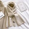 Knitted wool scarf boys and girls winter solid color milky white beige short small scarf neck protection warm soft waxy versatile