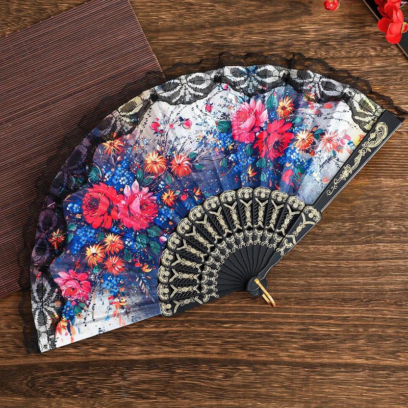 1Pc Plastic Folding Flower Crafts Floral Hand Dancing Spanish Style Wedding Party Decoration Lace Fan