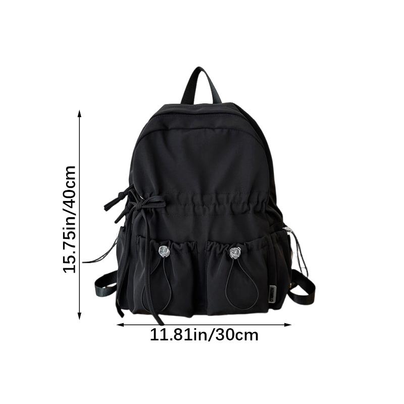 Minimalist Solid Bowknot Students Schoolbag Tutoring Bag Large Capacity Nylon Knapsack Waterproof Outdoor Travel Backpack Tote
