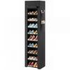 Metal Shoe Rack with Dustproof Fabric Cover, for up to 20 Pairs of Shoes, 45 x 30 x 175 cm, Black
