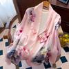 Luxury Brand 100% Real Silk Scarf Women Designer Shawls and Wraps Elegant Floral Print Pashmina Soft Long Scarves Femme Hijab