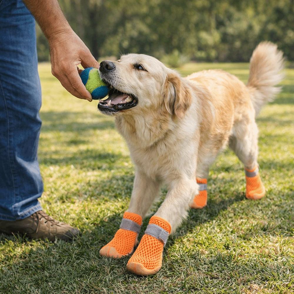 Wear Resistant Dog Mesh Shoes Adjustable Pet Paw Protector Anti Slip Dog Shoes  Walking Outdoor