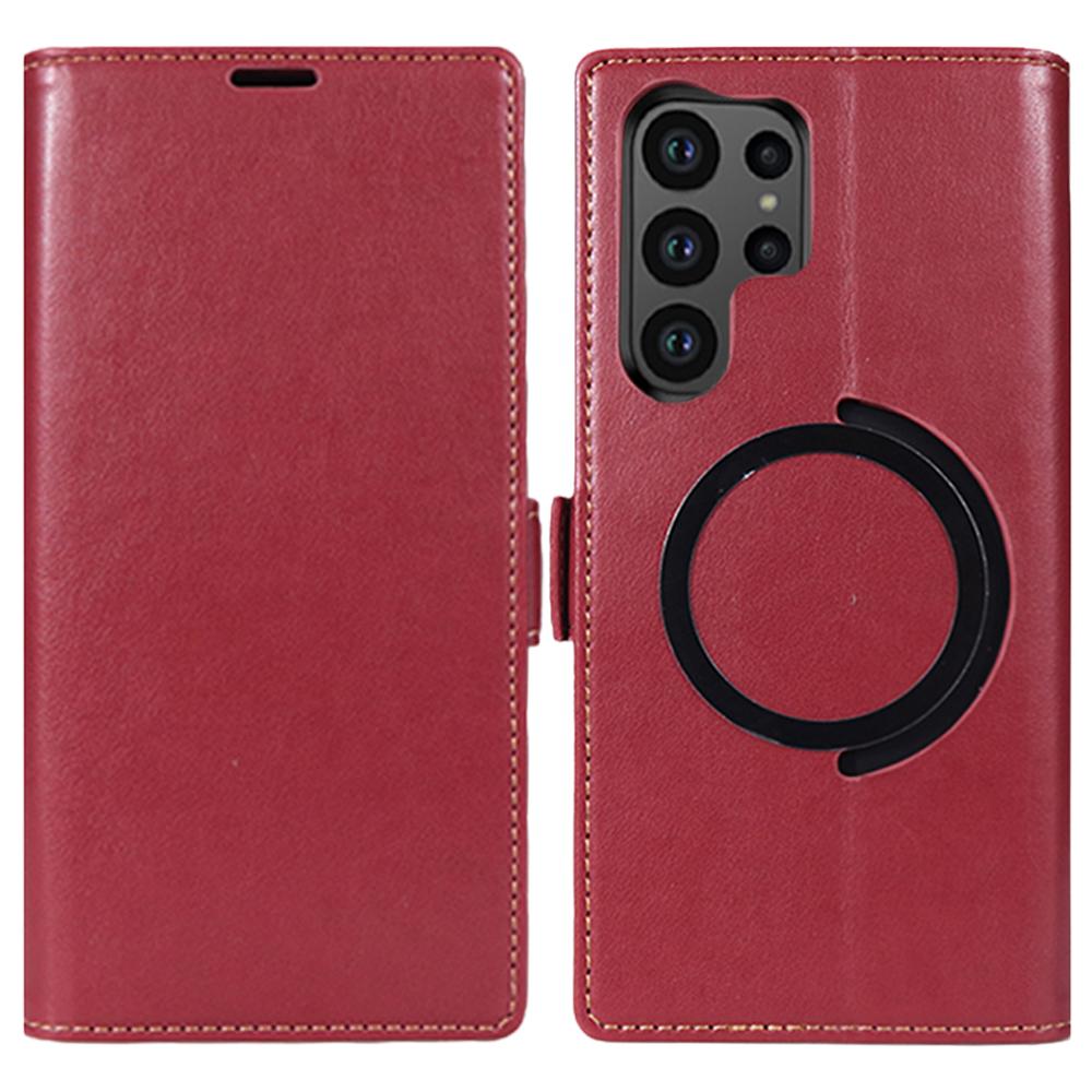 For Samsung Galaxy S25 Ultra Case Compatible with MagSafe Wallet Stand Leather Flip Phone Cover