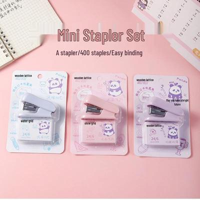 Cute Morandi Color Mini Stapler – Cartoon Handheld Binder for Office Storage