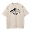 Rectangular Black Mountain Pure Cotton Men Tops  Tees Vintage Mother Day Retro Washed T Shirts Loose Round Neck Washed T Shirts