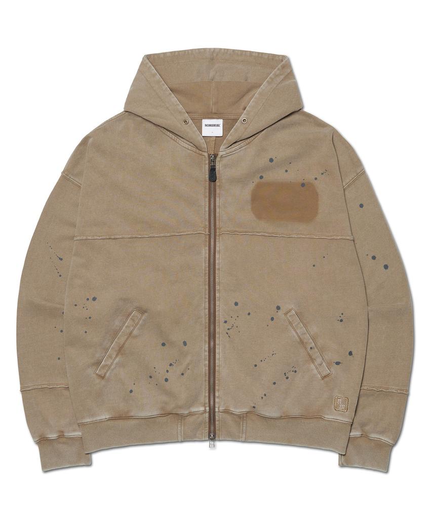 Nomanual Detached Patch Hooded Zip-Up - Washed Brown