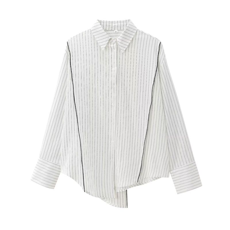 Kaslead New Arrival Women's Fashion Style Stylish Simple and Versatile Multi-Purpose Stripes Shirt 9479266