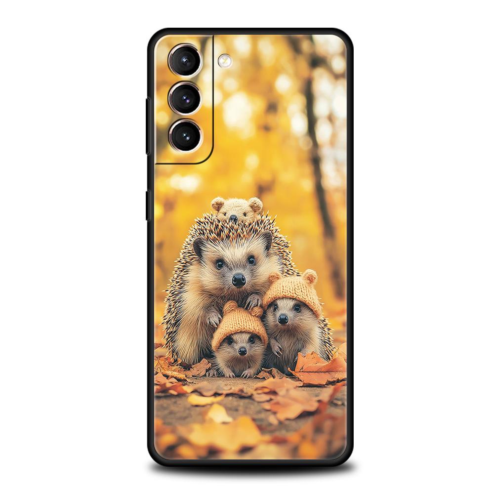 

Phone Case Cover for Samsung Galaxy S25 Edge S24 S23 S22 S20 S21 FE Ultra S10 S10E Plus 5G Soft TPU Autumn Cute Hedgehog Design Samsung S20Plus