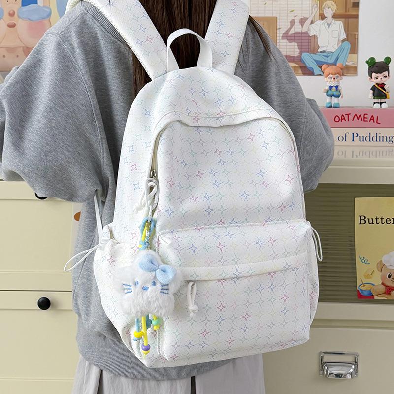 Schoolbag new backpack simple embroidery messenger bag large capacity student schoolbag lightweight multi-layer college student computer bag