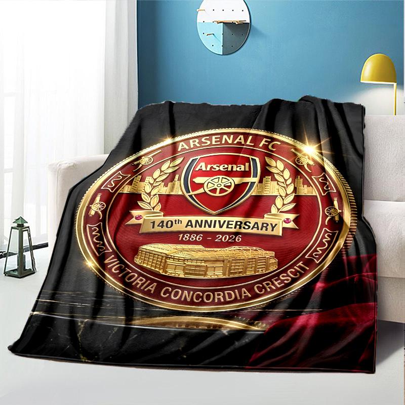 Arsenal F.C Pattern Blanket for Home Decoration, Bed, Sofa, Car Travel, Camping, Suitable for All Seasons, Birthday Christmas Gift