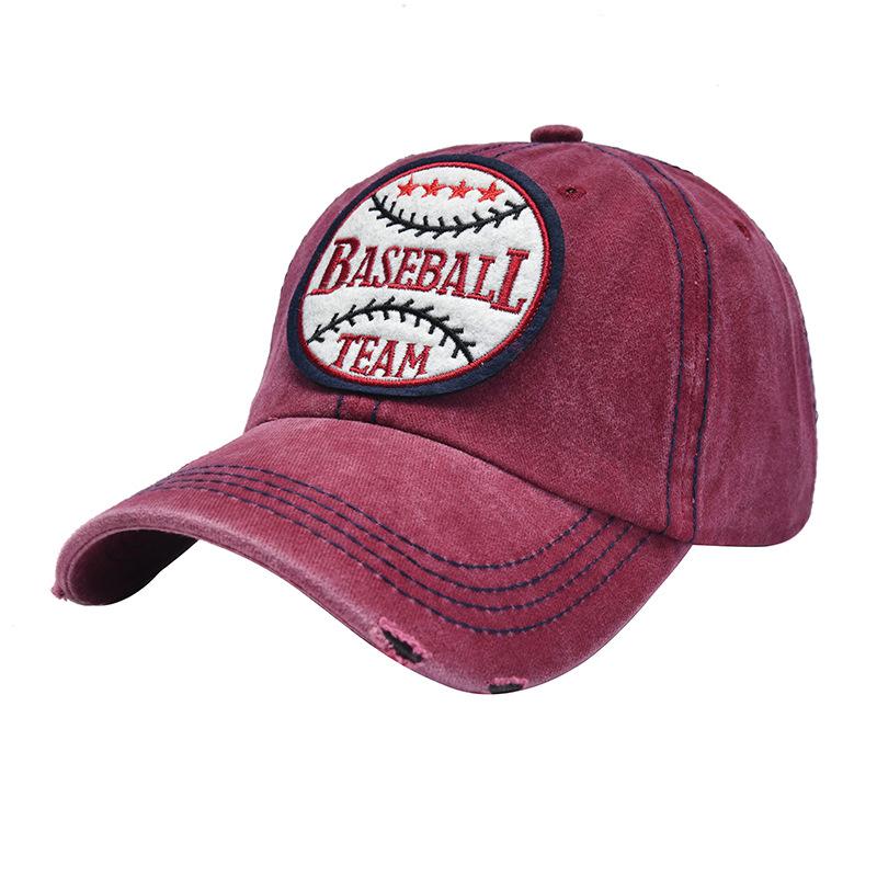 JYL TS DIY  Vintage Washed Cap Basketball Embroidery Outdoor Cotton Hat