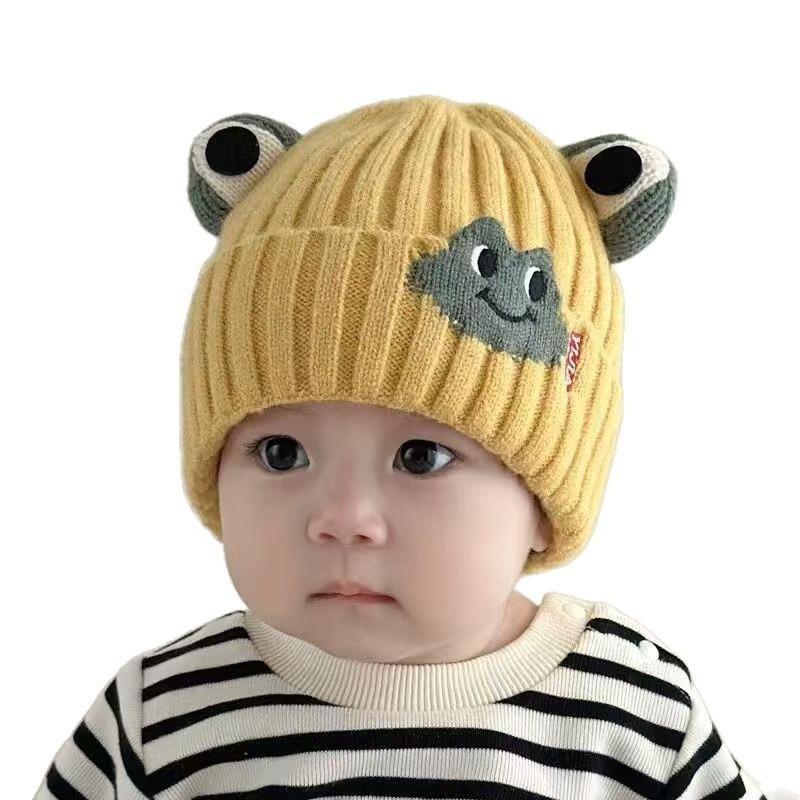 Baby hat autumn and winter cute woolen hat infant super cute thickened ear protection hat small month age warm cover hat