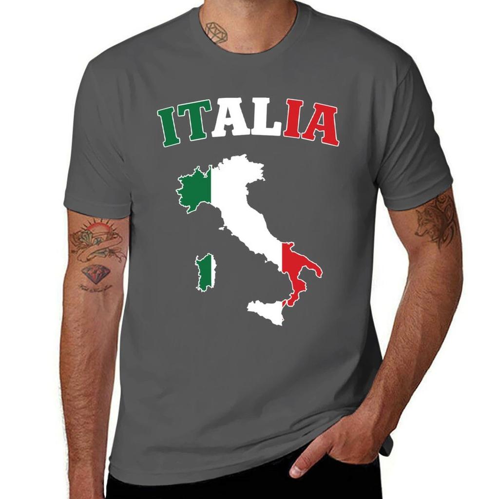 Italy Flag Map Tshirt Big Size Short Sleeve Casual Top