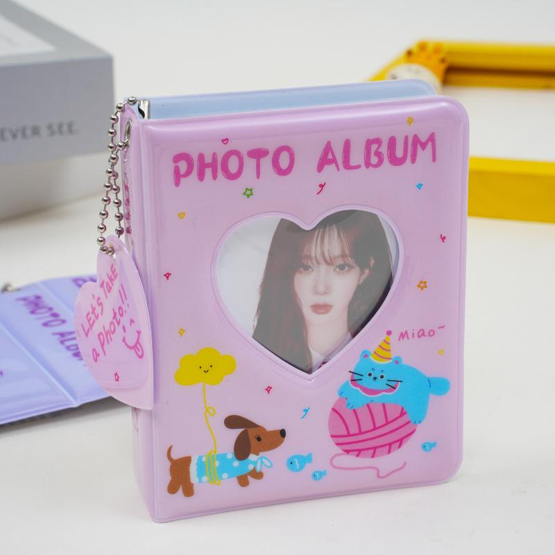Kpop Idol Collection Storage, 3-Inch Mini Photocard Holder with 36 Pockets, Cute Puppy Love Album