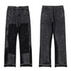 New Style Splatter Patchwork Cargo Pants American Style High Street Micro Flare Casual Trousers