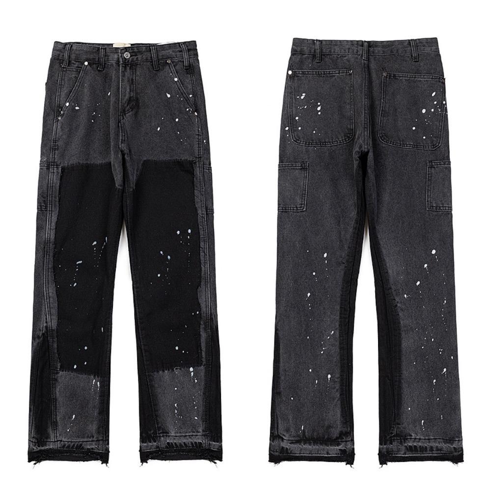 New Style Splatter Patchwork Cargo Pants American Style High Street Micro Flare Casual Trousers