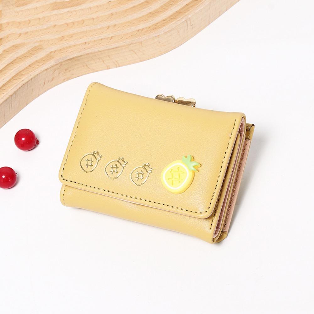 PU Trifold Wallet Fruit Pattern Folding Wallet Fashion Card Holder Travel