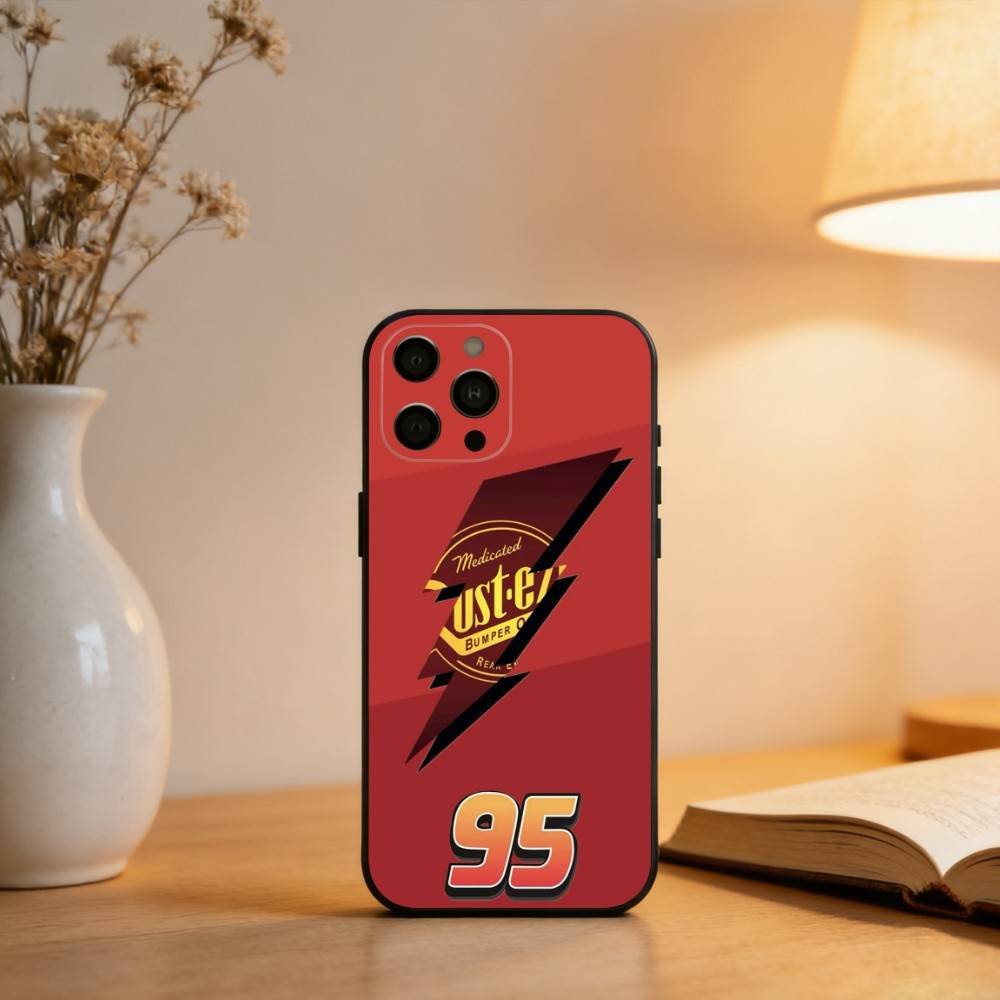 Flash M-McQueen Red-95 Cars   Phone Case For iPhone 17,16,15,14,13,12,11 Plus,Pro Max,XS,Soft Silicone Black Cover