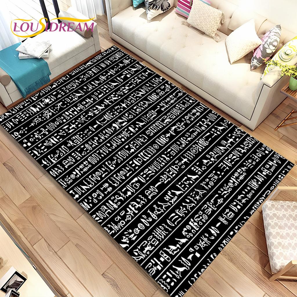 Egyptian Mythology Pharaoh Hieroglyphics Area Rug,Carpet for Home Living Room Bedroom Sofa Doormat Decor,kids Non-slip Floor Mat