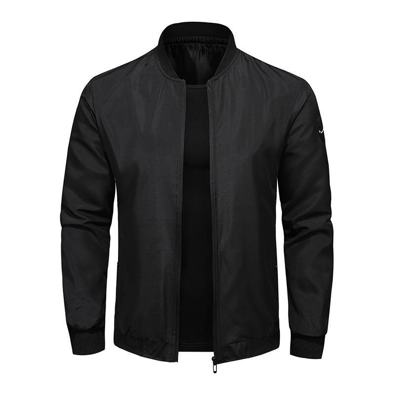Spring and Autumn Casual Jacket Men's Casual Solid Color Jacket Lightweight Breathable Large Size Baseball Uniform Jacket