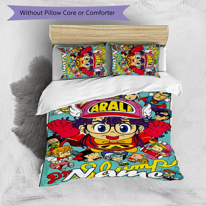 3pcs Custom Name Arale Norimaki Bedding Set Duvet Cover Closure Includes 1 Duvet Cover & 2 Pillowcases for All Seasons Bedroom Decor
