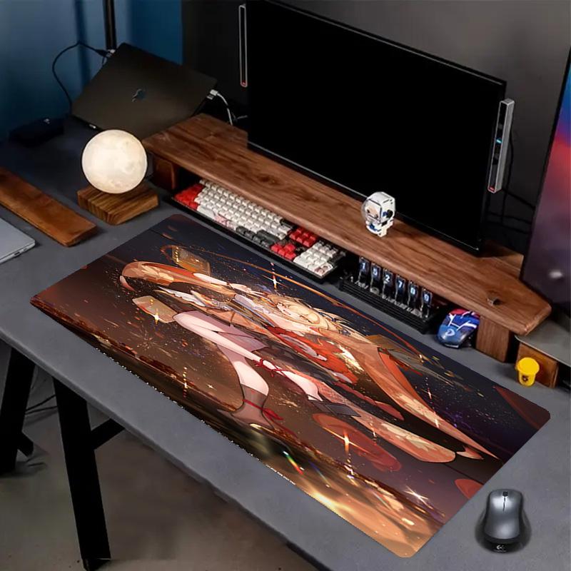 Genshin Impact Print Mouse Pad, Anti‑Slip Desktop keyboard Mat, for PC Laptop Gaming Working Daily Use, Cool Festival Surprise Gift