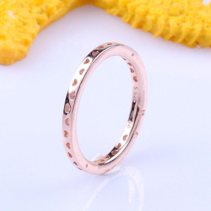 925 Sterling Silver Pan Ring Silver Single Ring Hollow Heart Ring For Women Wedding Party Gift Fashion Jewelry