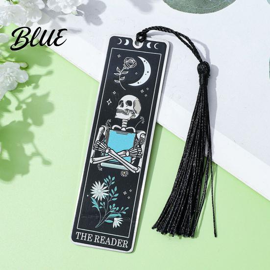 Stainless Steel Bookmark Tarot Card Bookmark Skeleton Pattern Page Marker