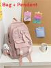 Mochila Bonita para Niñas con Estampado de Lazo y Nylon para la Escuela y Viajes