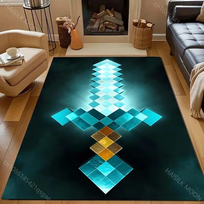 1 Stück Interessanter Pixeliges Schwert Druck Teppich Modernes Wohndekor Bereichsteppich für Schlafzimmer Wohnzimmer Bettseite Sofa Bodenmatte Schönes Geschenk