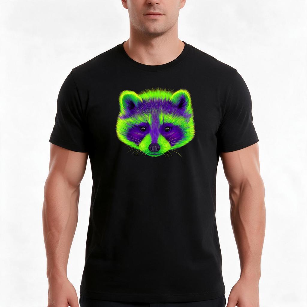 Purple And Green Raccoon Tshirt Summer Casual Cotton Tee Oversized Streetwear Tops Vintage Graphic Print Unisex Unisex Unisex