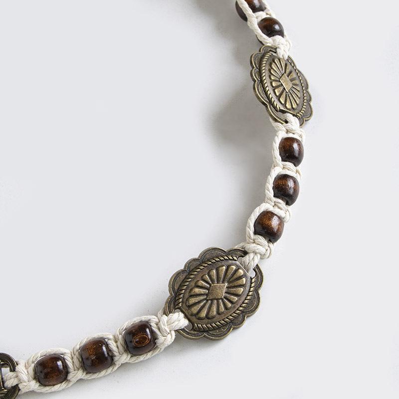 Boho Belt Ethnic Belt Hand-woven Wood Beads Leisure Vacation Waist Rope