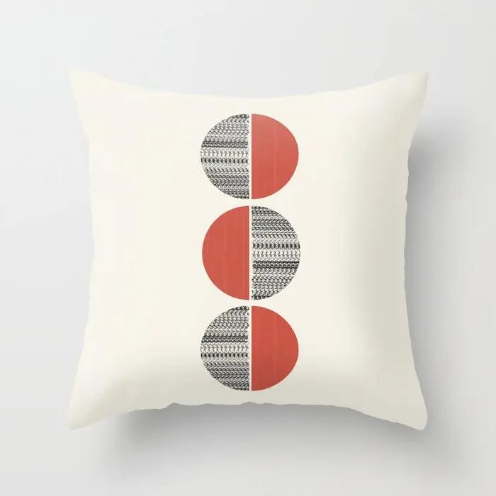 Modern Abstract Throw Pillow Cover Geometric Round Line Sunset Cushion  Home Sofa Chair