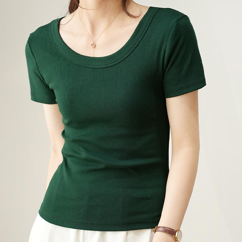 Tricou de damă, cu decolteu în U, cu mâneci scurte