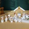 Christmas Nativity Figurines Resins Nativity Scene Statue with Stable Holy Family Statue Table Centerpieces Home Decors