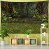 Tropical Green Forest Landscape Tapestry Wall Hanging Psychedelic Witchcraft Mysterious Natural Scenery Aesthetic Room Decor